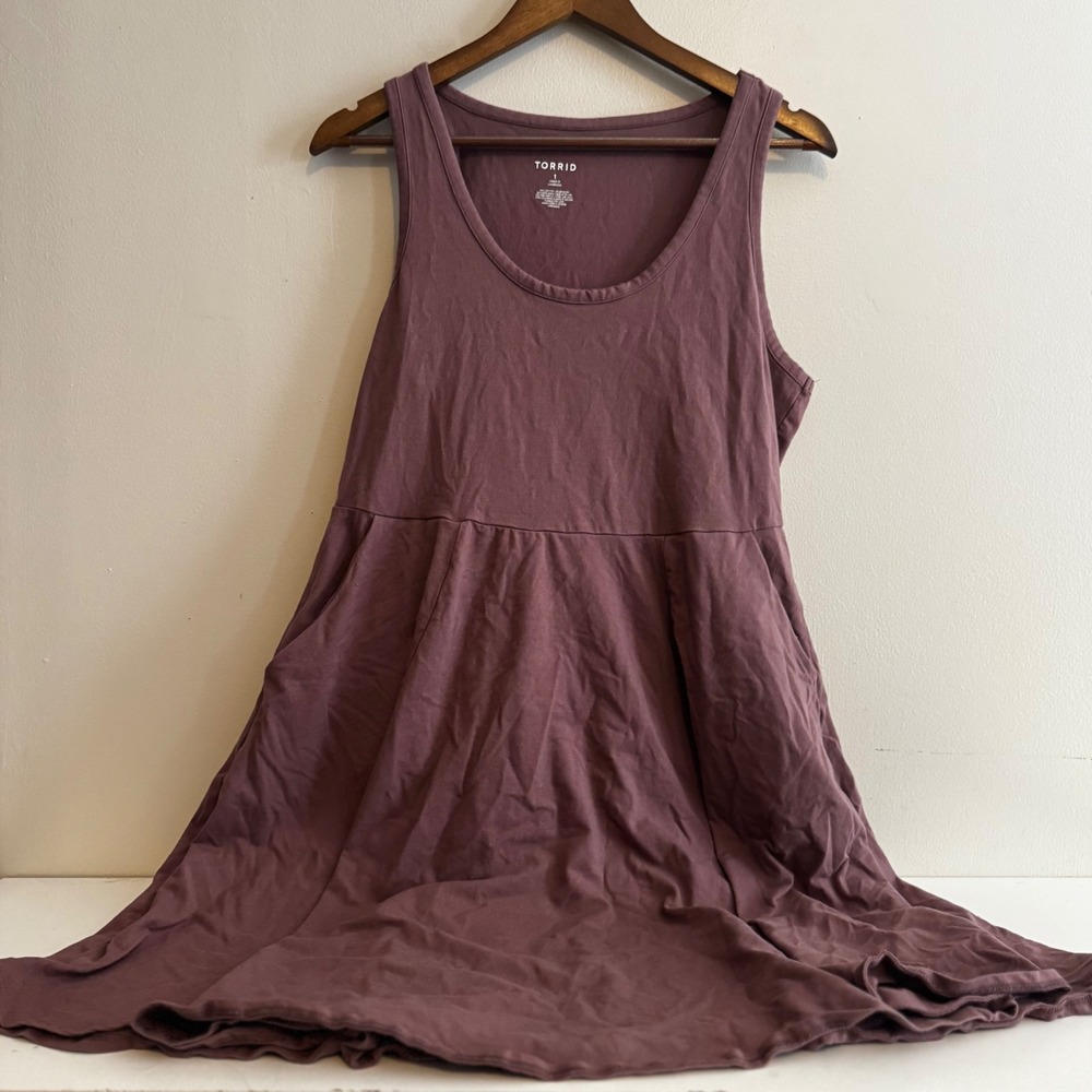 Torrid Women's Sz 1 Mauve Sleeveless Empire Waist Pocket Midi Dress Fall Layers